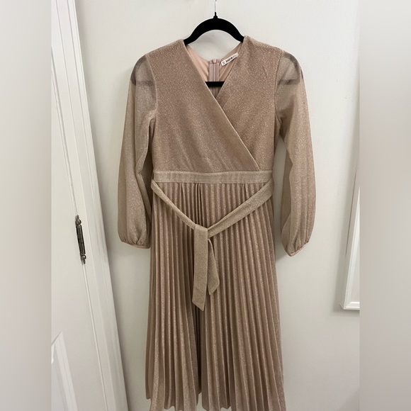 Champagne-coloured sparkly ankle-length dress. - Picture 1 of 1